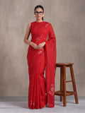 Digitally Printed Abstract & Floral Mul Cotton Saree with Contrast Blouse