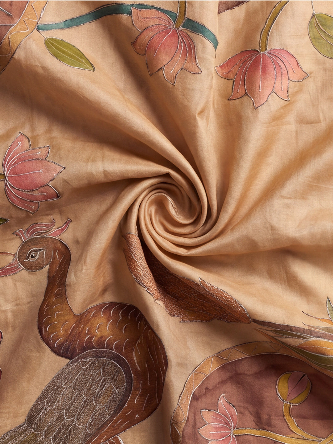 arthy Tone Digitally Printed Kantha-Look Cotton Saree with Contrast Border