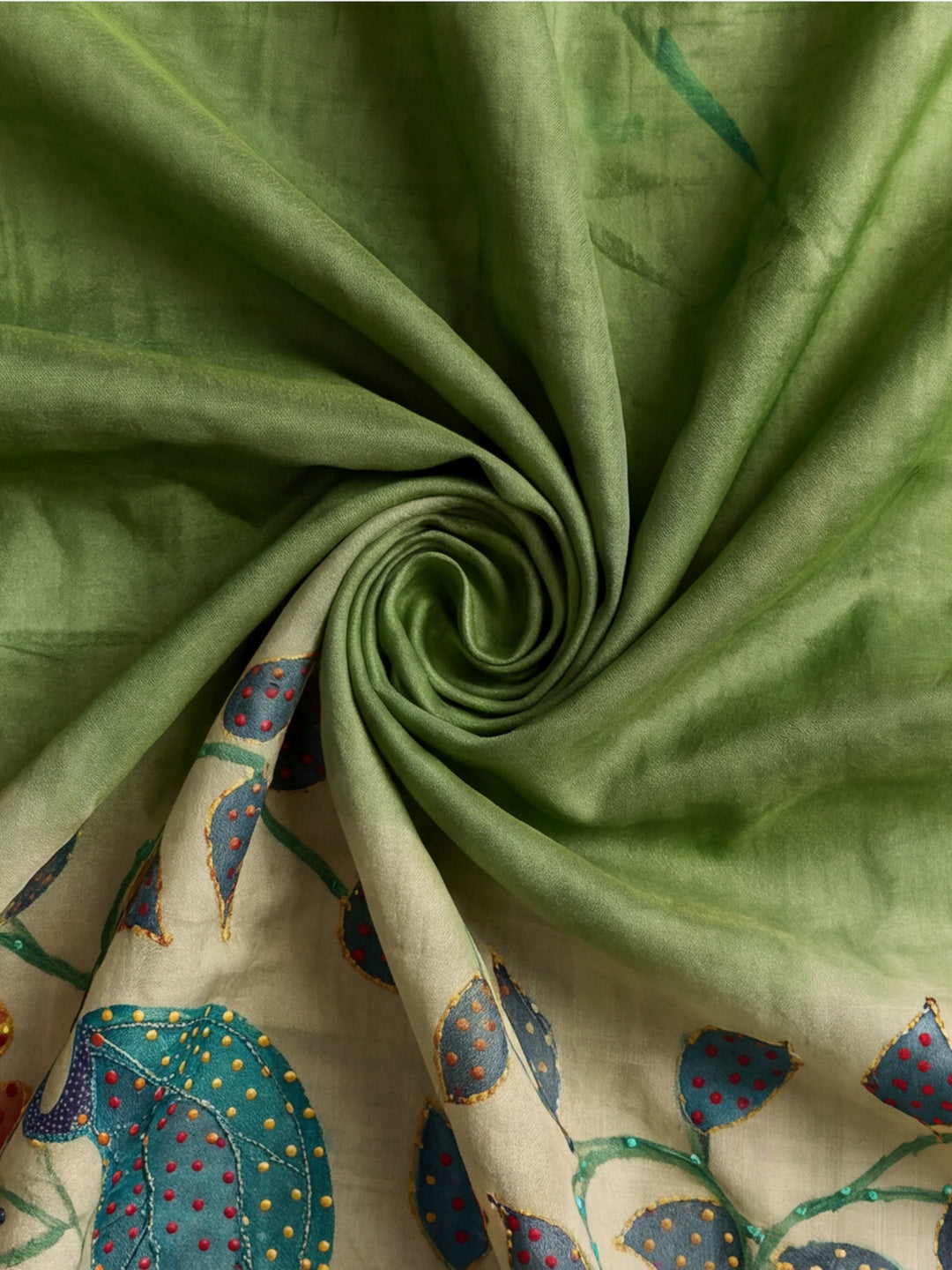 arthy Tone Digitally Printed Kantha-Look Cotton Saree with Contrast Border
