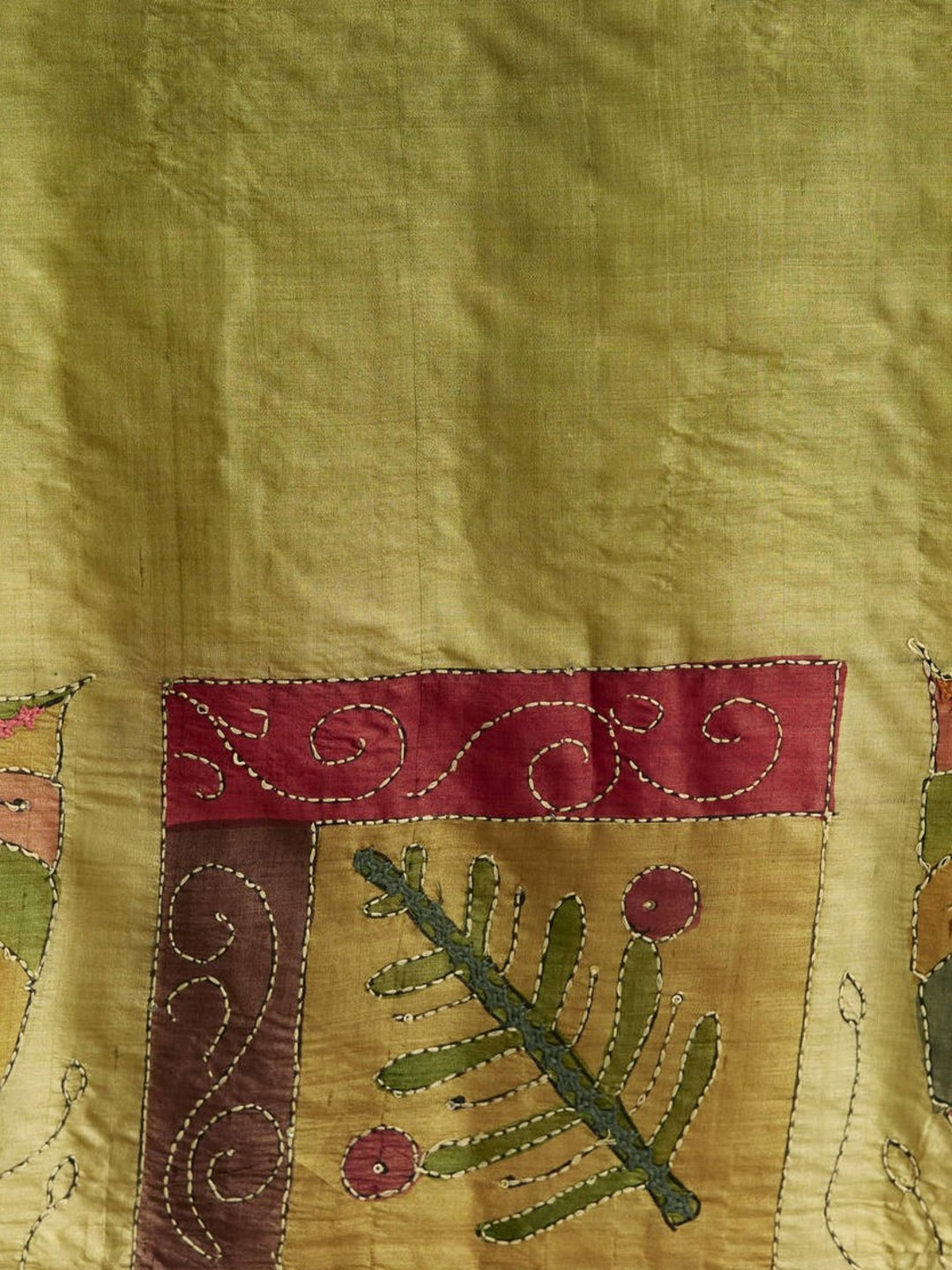 arthy Tone Digitally Printed Kantha-Look Cotton Saree with Contrast Border