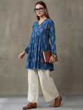 Women Printed V-Neck Fancy Tunic Top with Full Sleeves