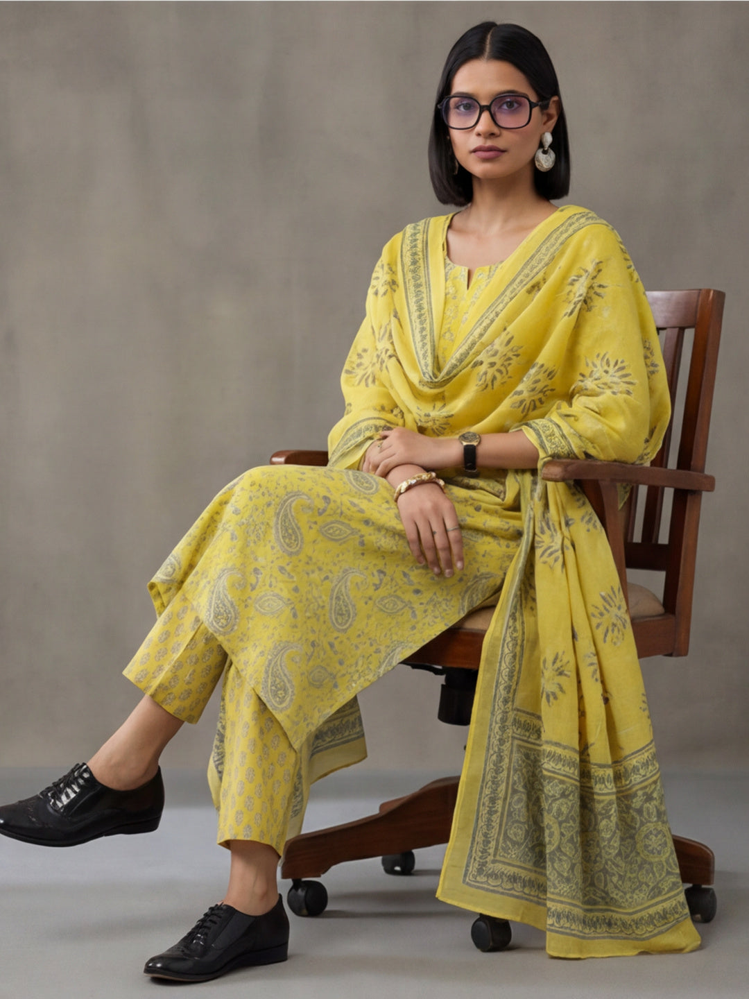 Ethnic Printed Pure Cotton Suit Set