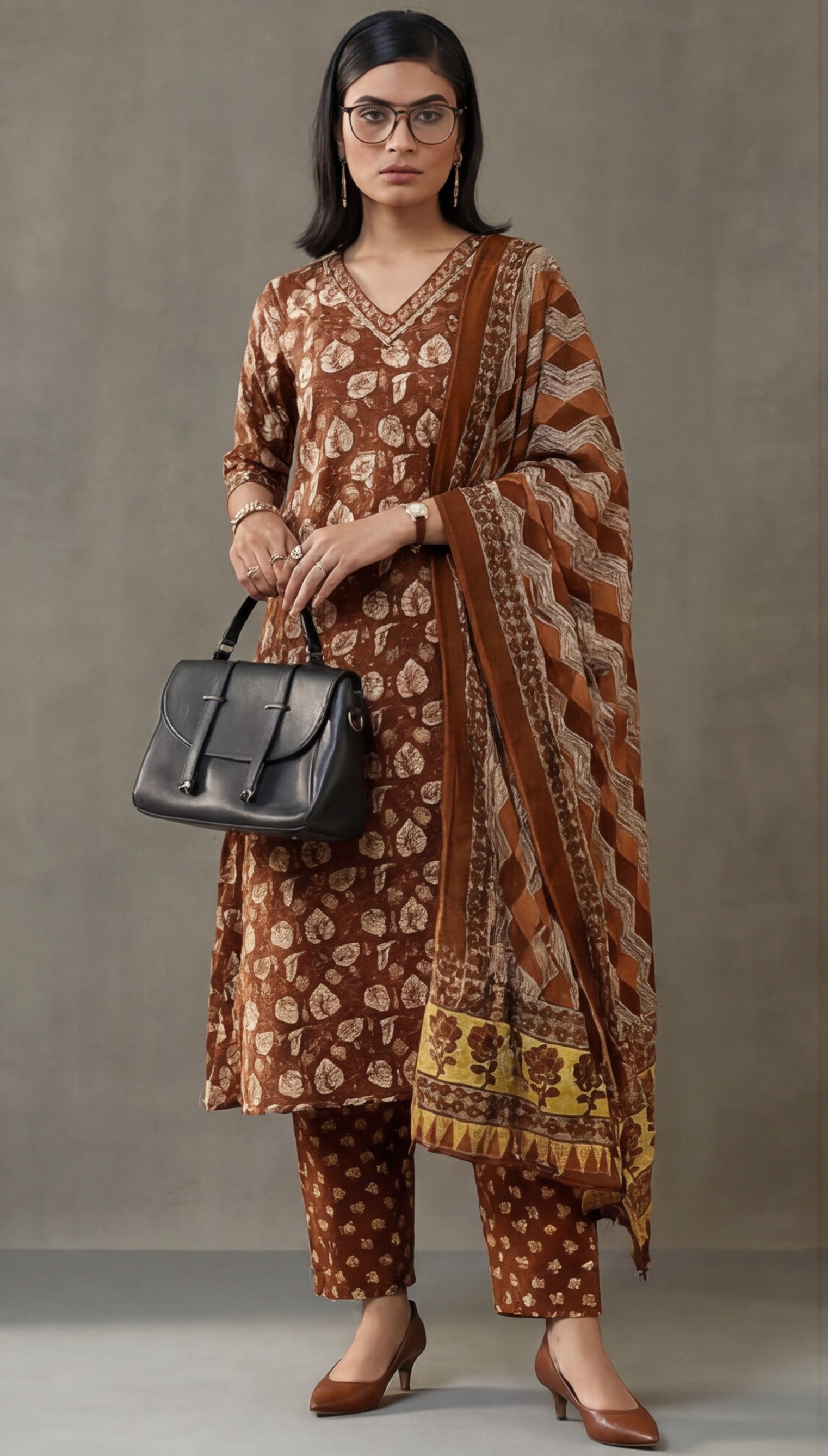 Floral Embroidered Straight Kurta & Trousers Sets