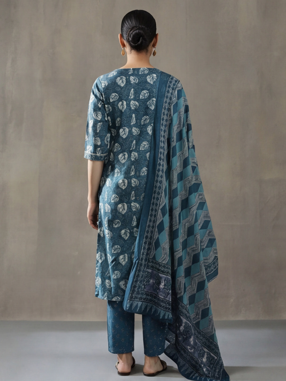 Floral Embroidered Straight Kurta & Trousers Sets