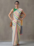 Striped Pure Linen Saree with Unstiched Blouse