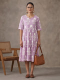 Floral Printed A-Line Tiered Ethnic Dress