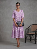 Floral Printed A-Line Panelled Ethnic Dress
