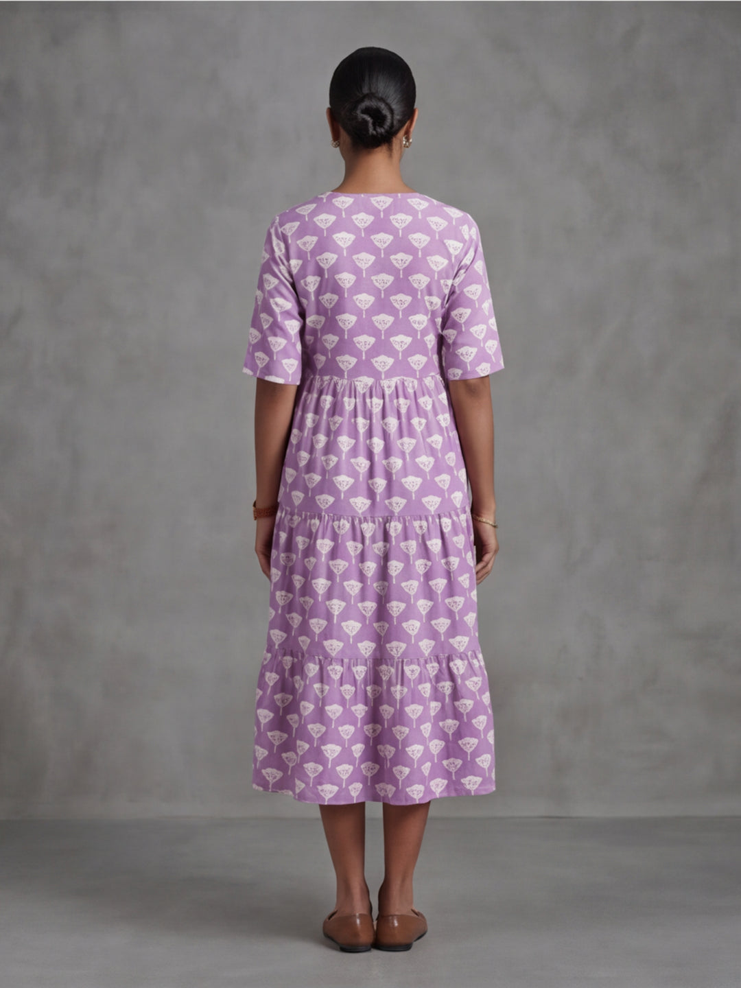 Floral Printed A-Line Panelled Ethnic Dress