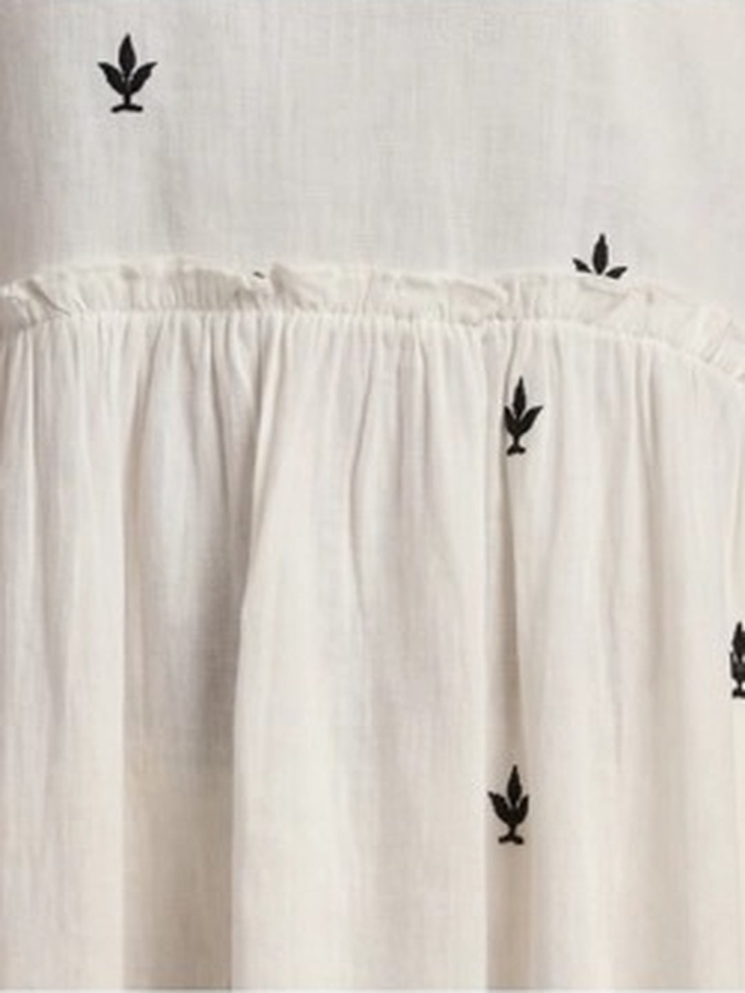 Floral Embroidered A-Line Tiered Ethnic Dress