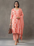 Floral Embroidered Straight Kurta & Trousers Sets