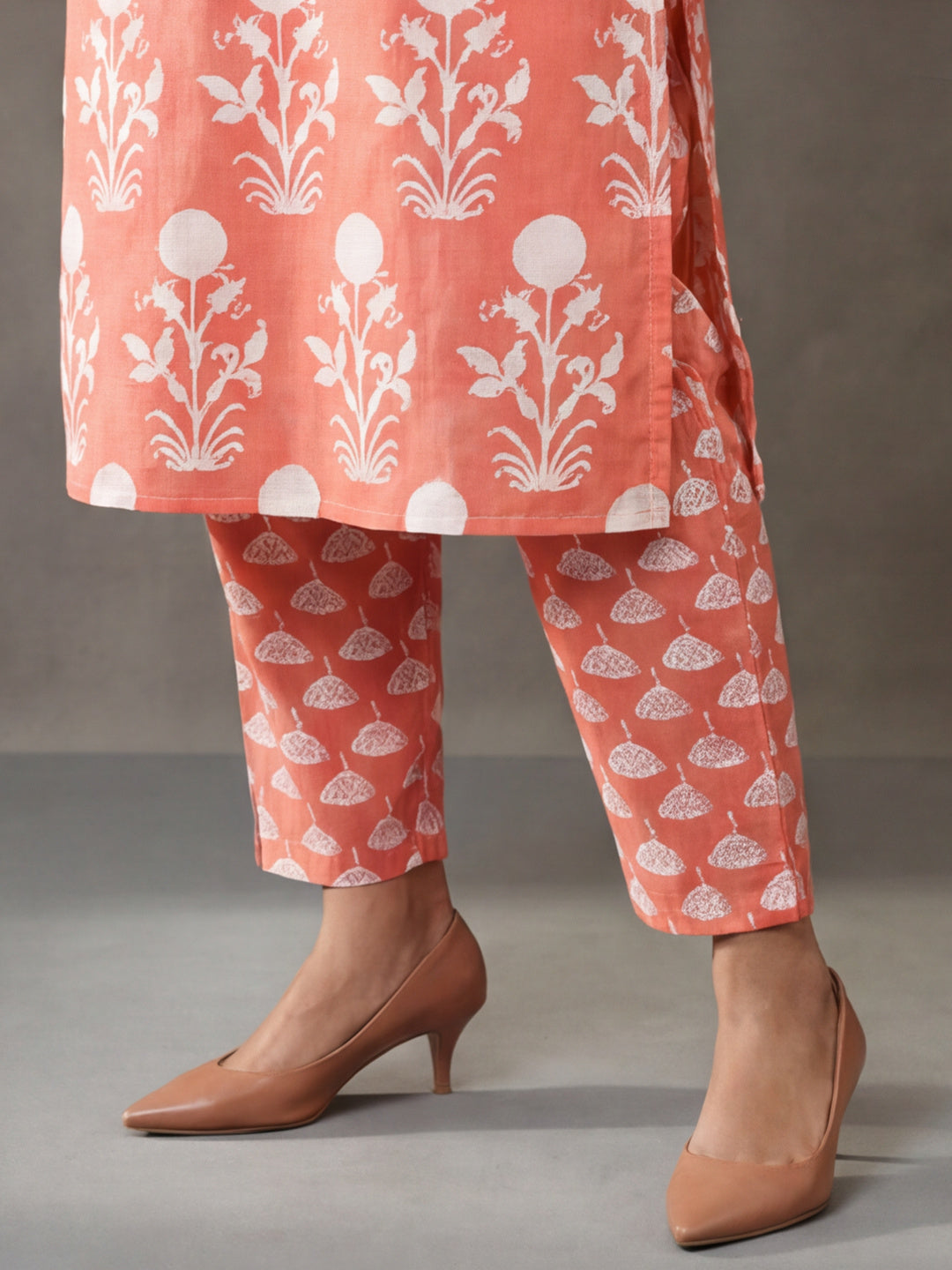 Floral Embroidered Straight Kurta & Trousers Sets