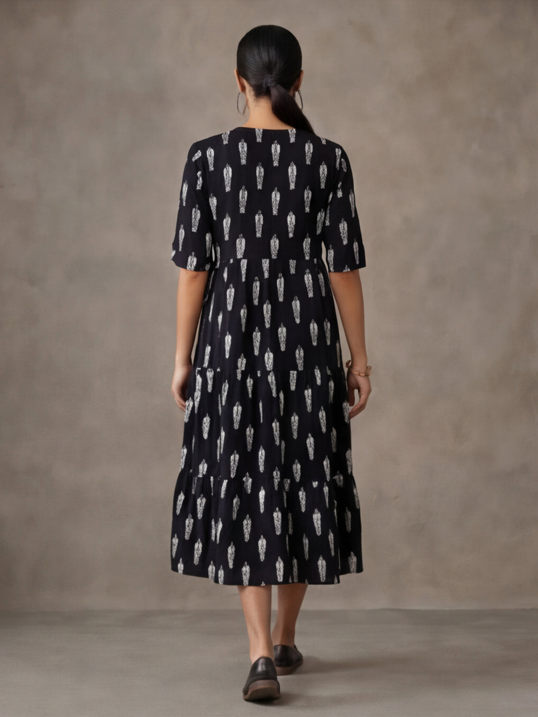 Floral Printed A-Line Tiered Ethnic Dress