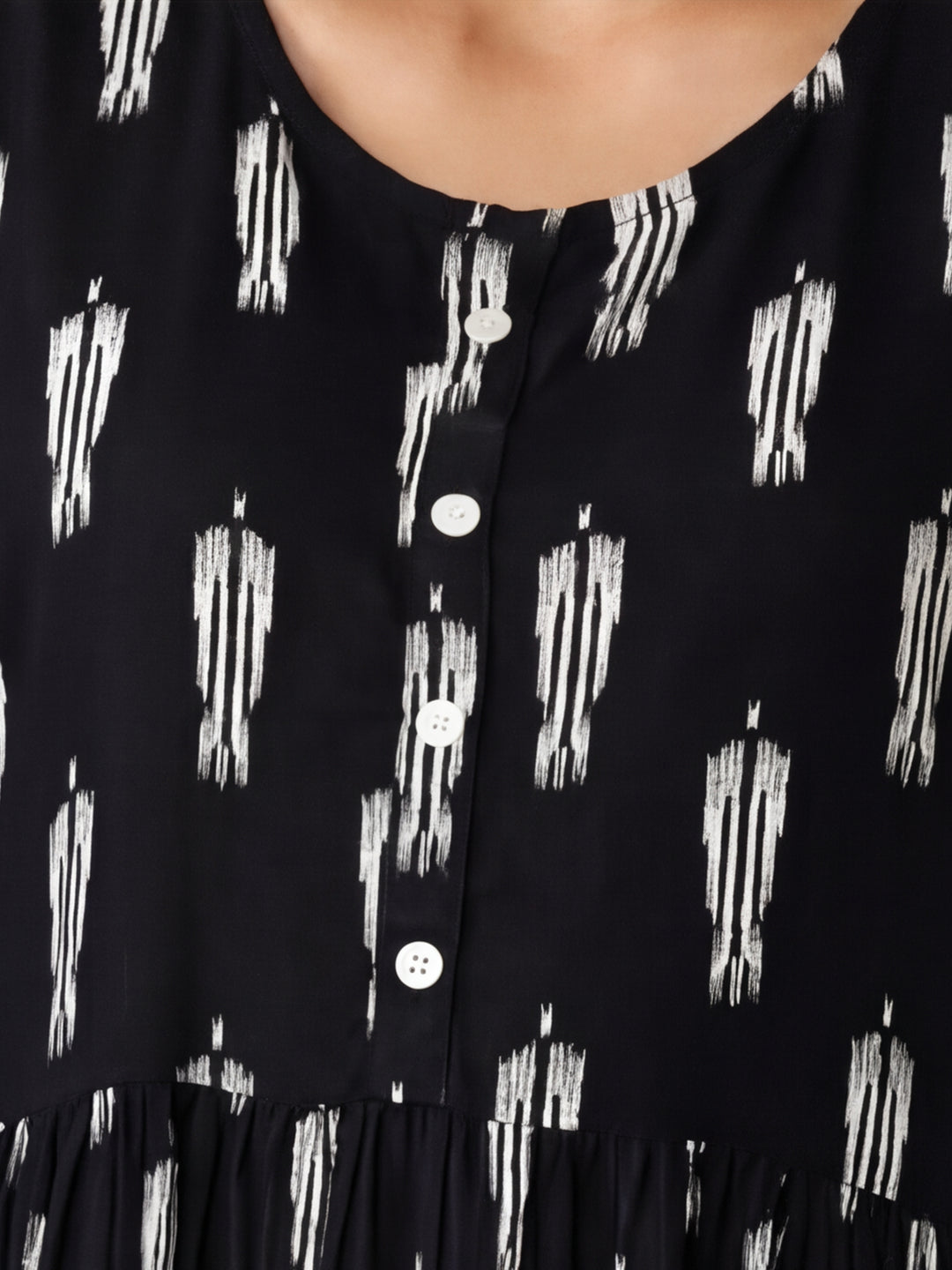 Floral Printed A-Line Tiered Ethnic Dress