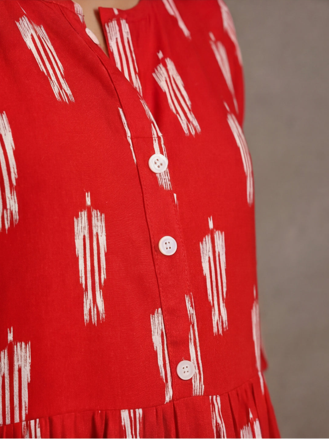 Floral Printed A-Line Tiered Ethnic Dress
