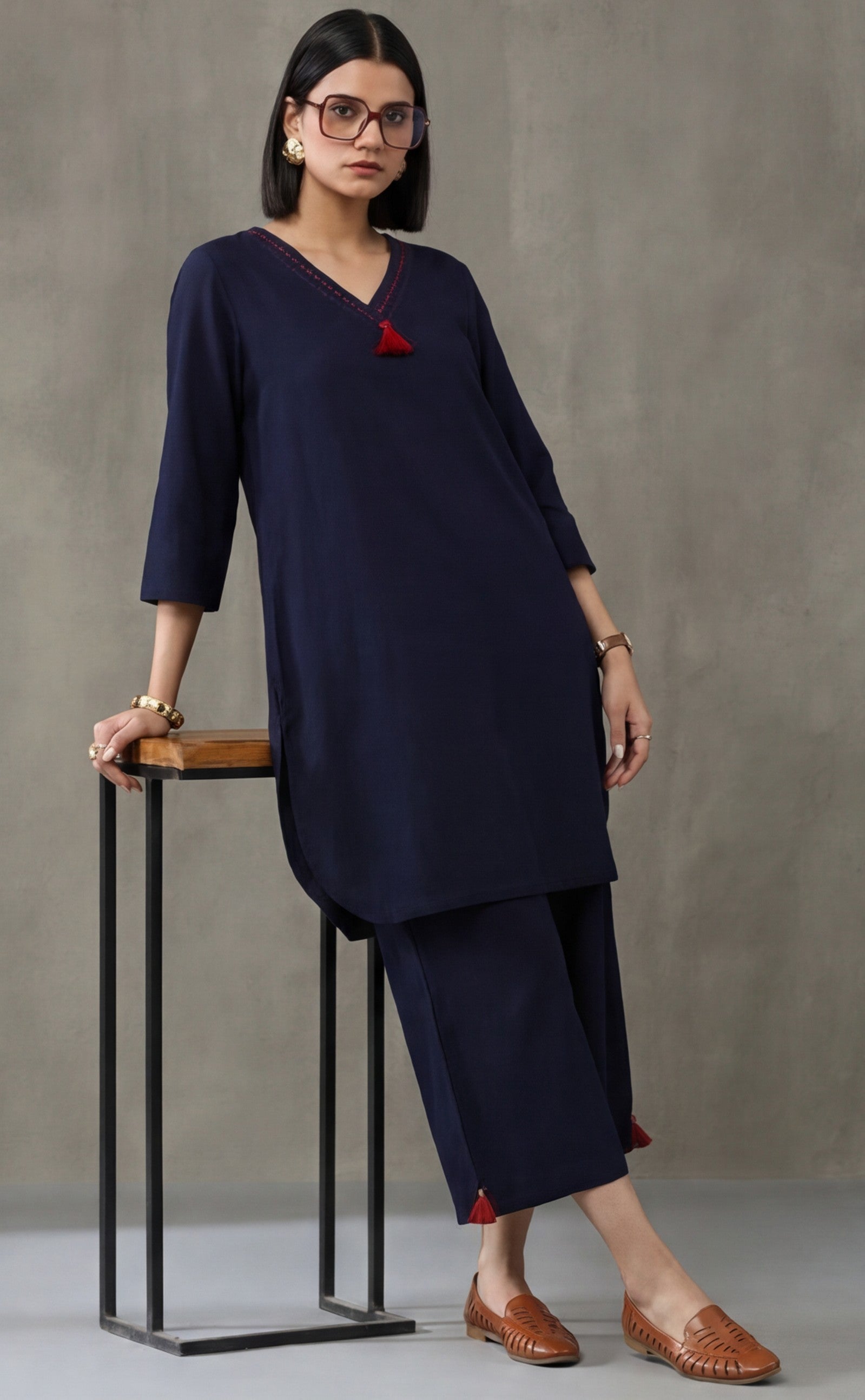 Pure cotton Solid kurta sets with palazzo