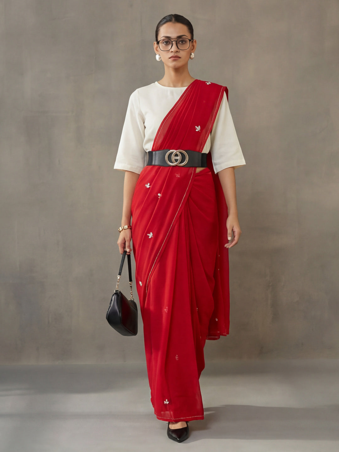 Floral Pure Georgette Saree with Unstiched Blouse
