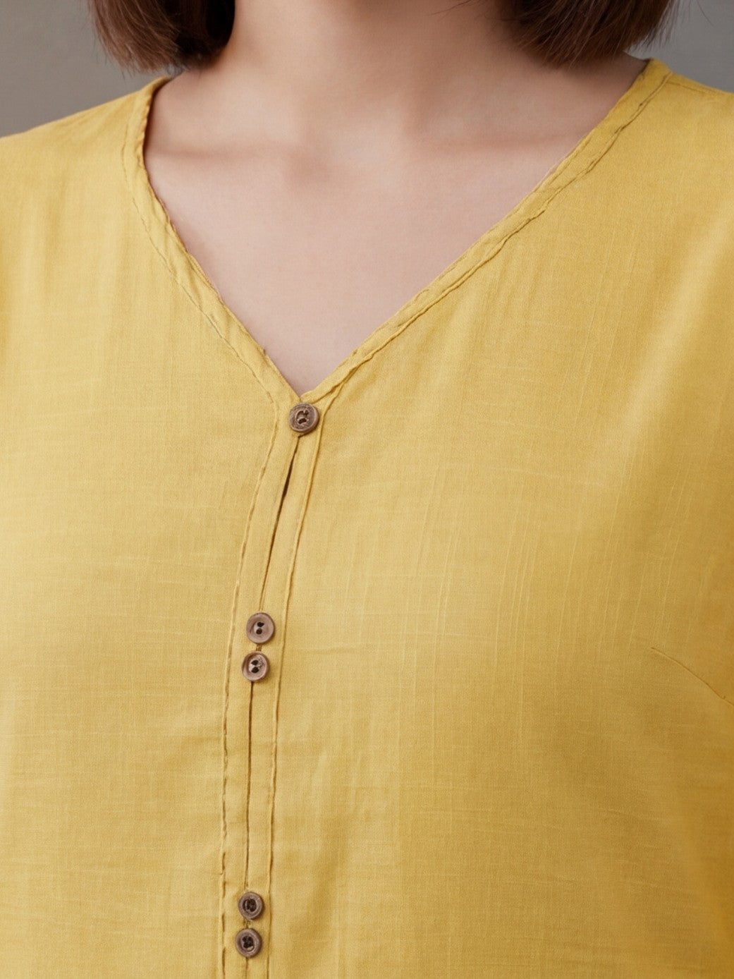 Printed Cotton Blend V-Neck Kurti