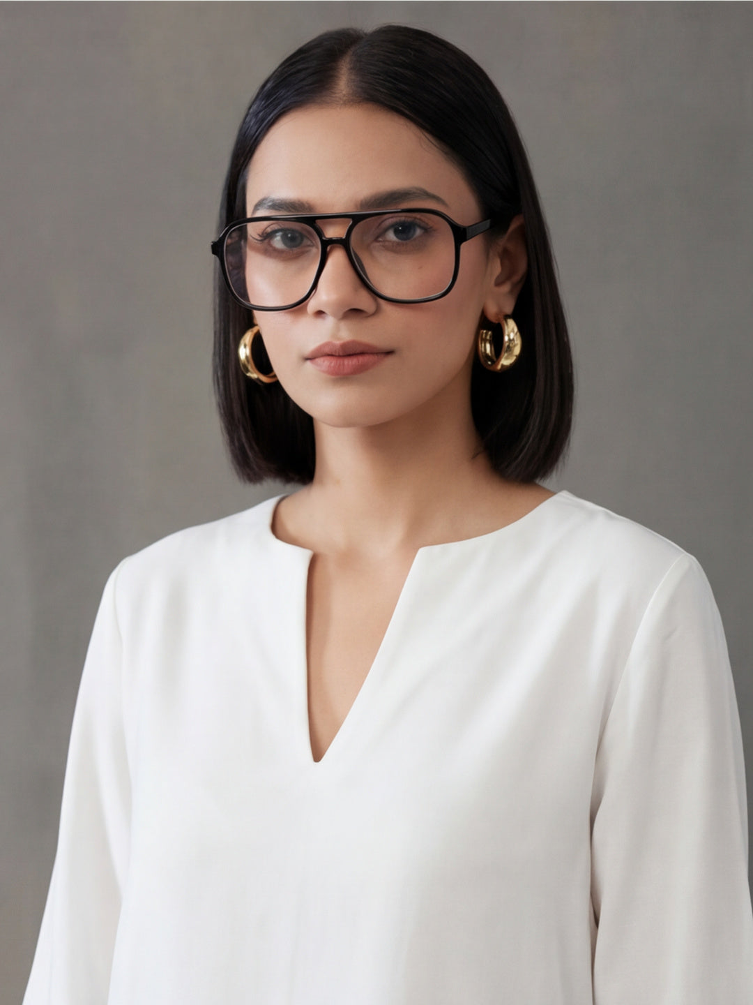 Printed Cotton Blend V-Neck Kurti