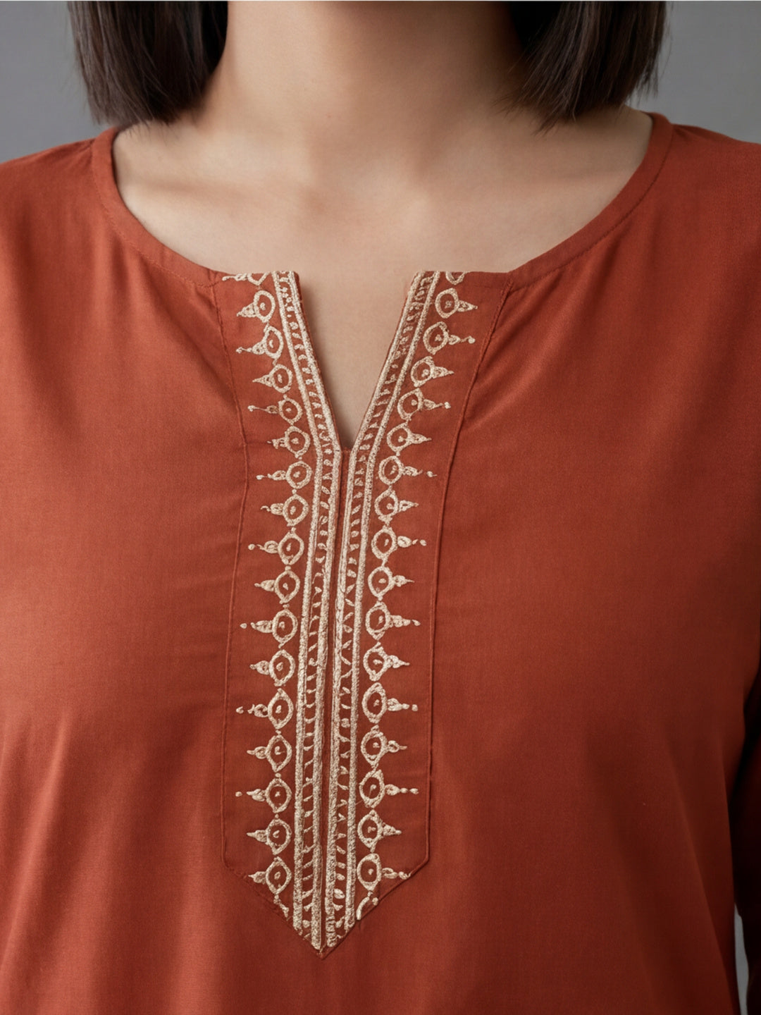 Printed Cotton Blend Round Neck Kurti