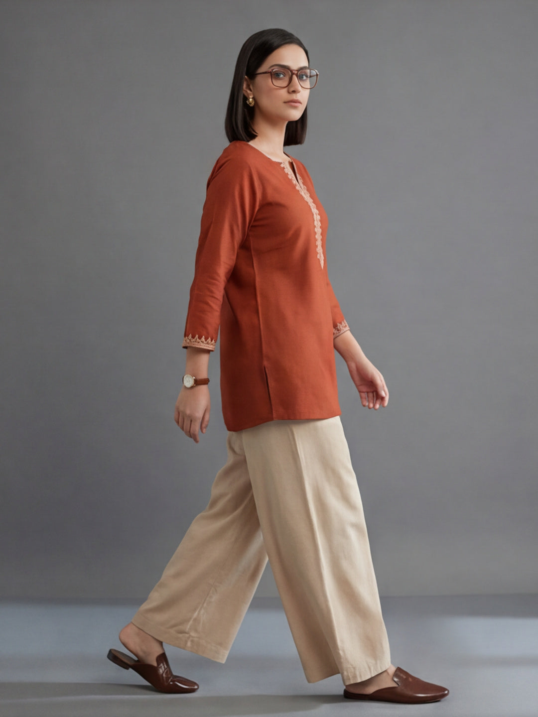 Printed Cotton Blend Round Neck Kurti