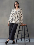 Printed Cotton Blend V-Neck Kurti