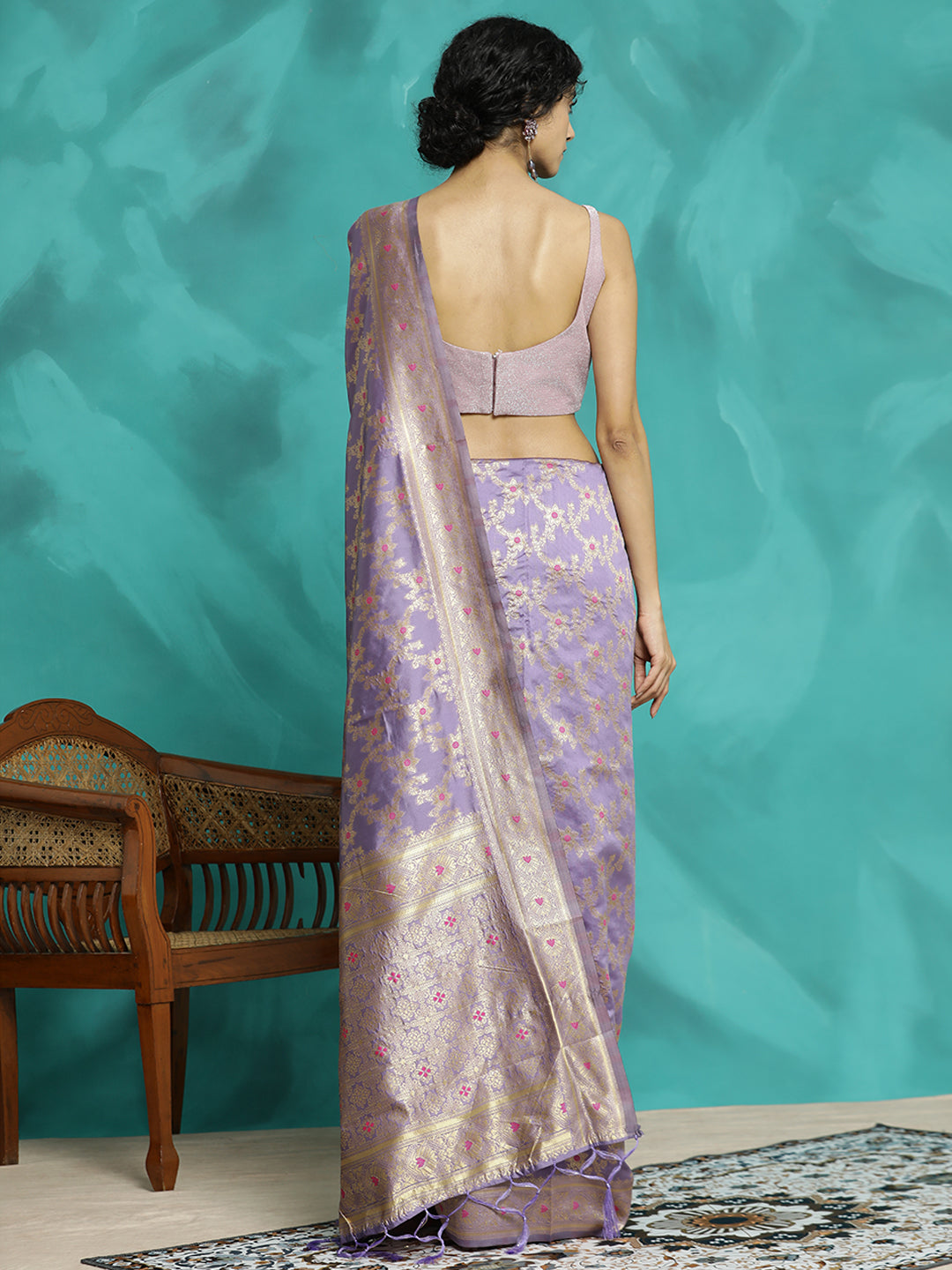 Lavender Zari Woven Heavy Banarasi Saree