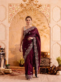 Embroidered Work Silk Saree With Unstitched Blouse Piece
