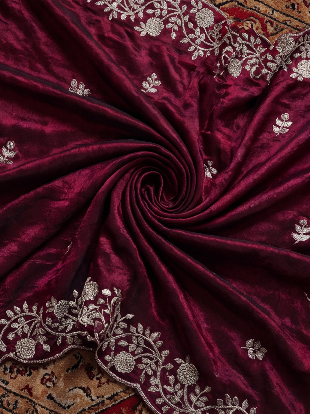 Embroidered Work Silk Saree With Unstitched Blouse Piece