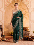 Embroidered Work Silk Saree With Unstitched Blouse Piece