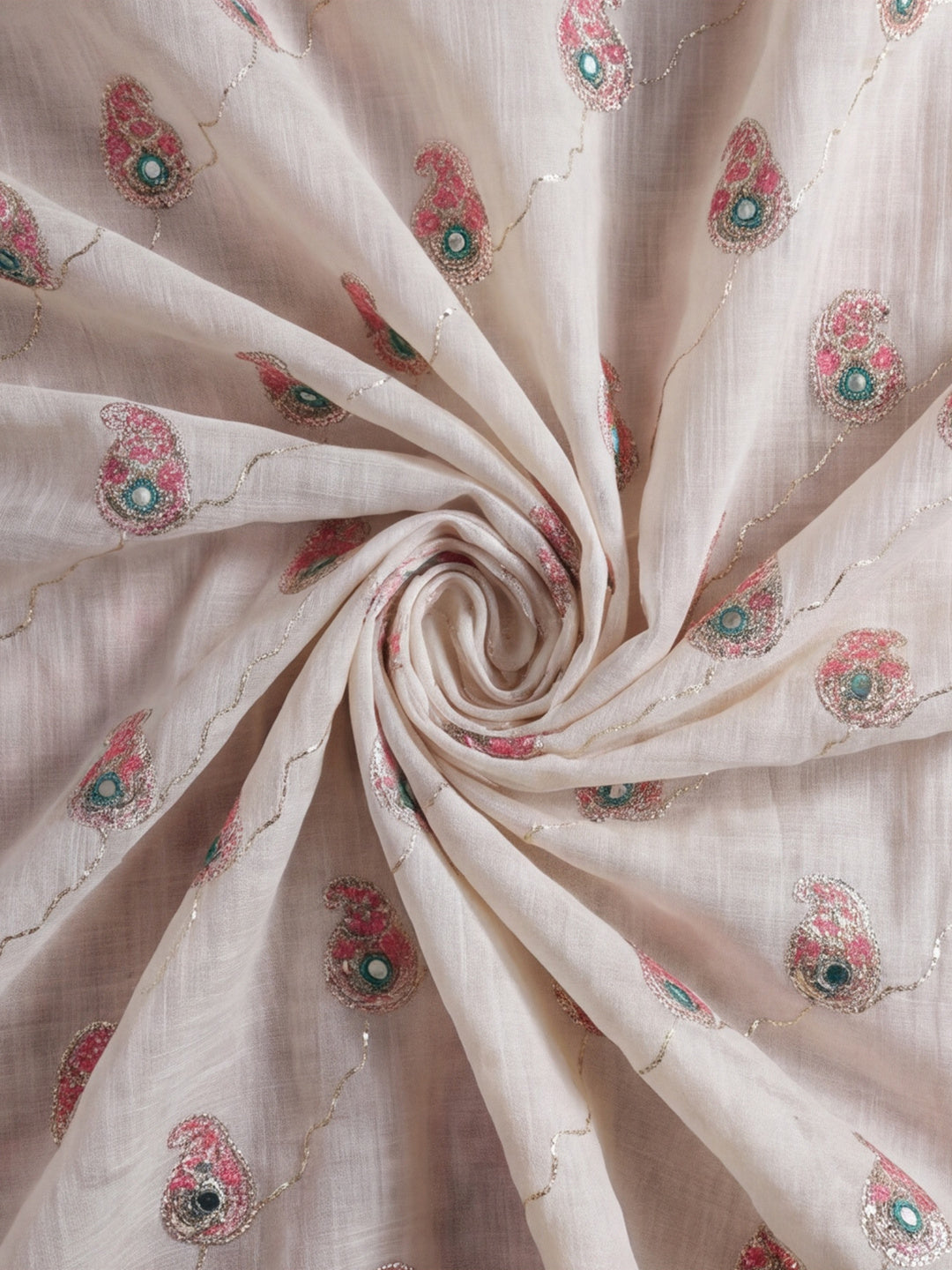 Fancy Printed With Mirror Work Cotton saree With Unstitched Blouse Piece