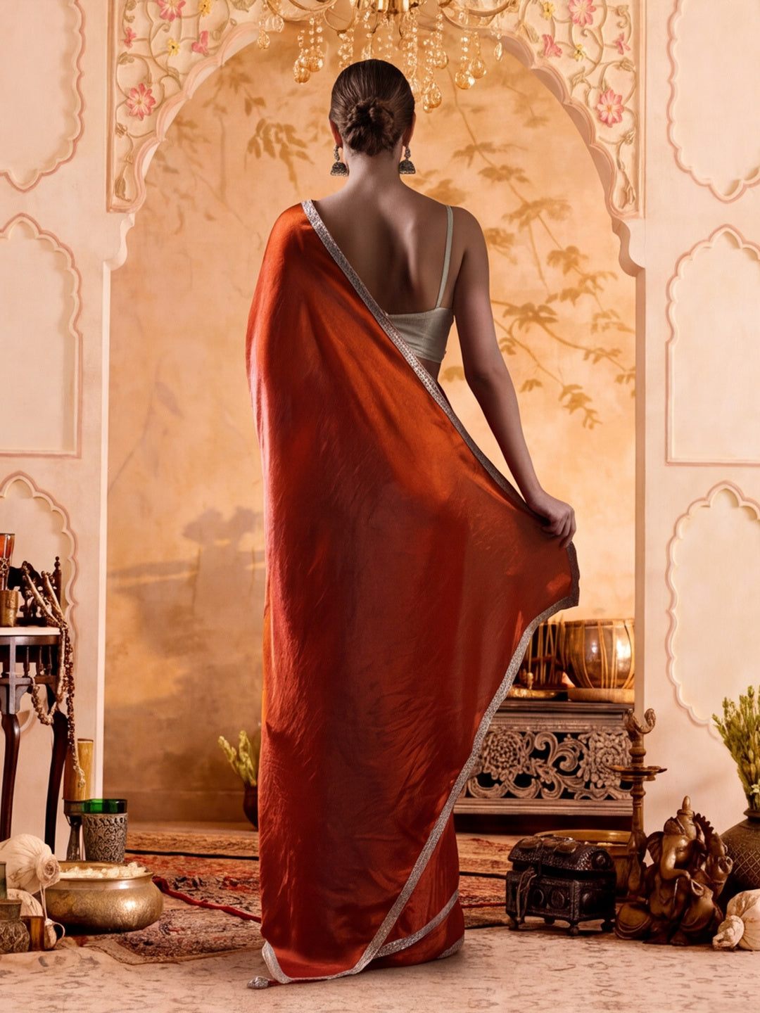 Designer Silk Saree With Fancy Lace Border With Unstitched Blouse Piece