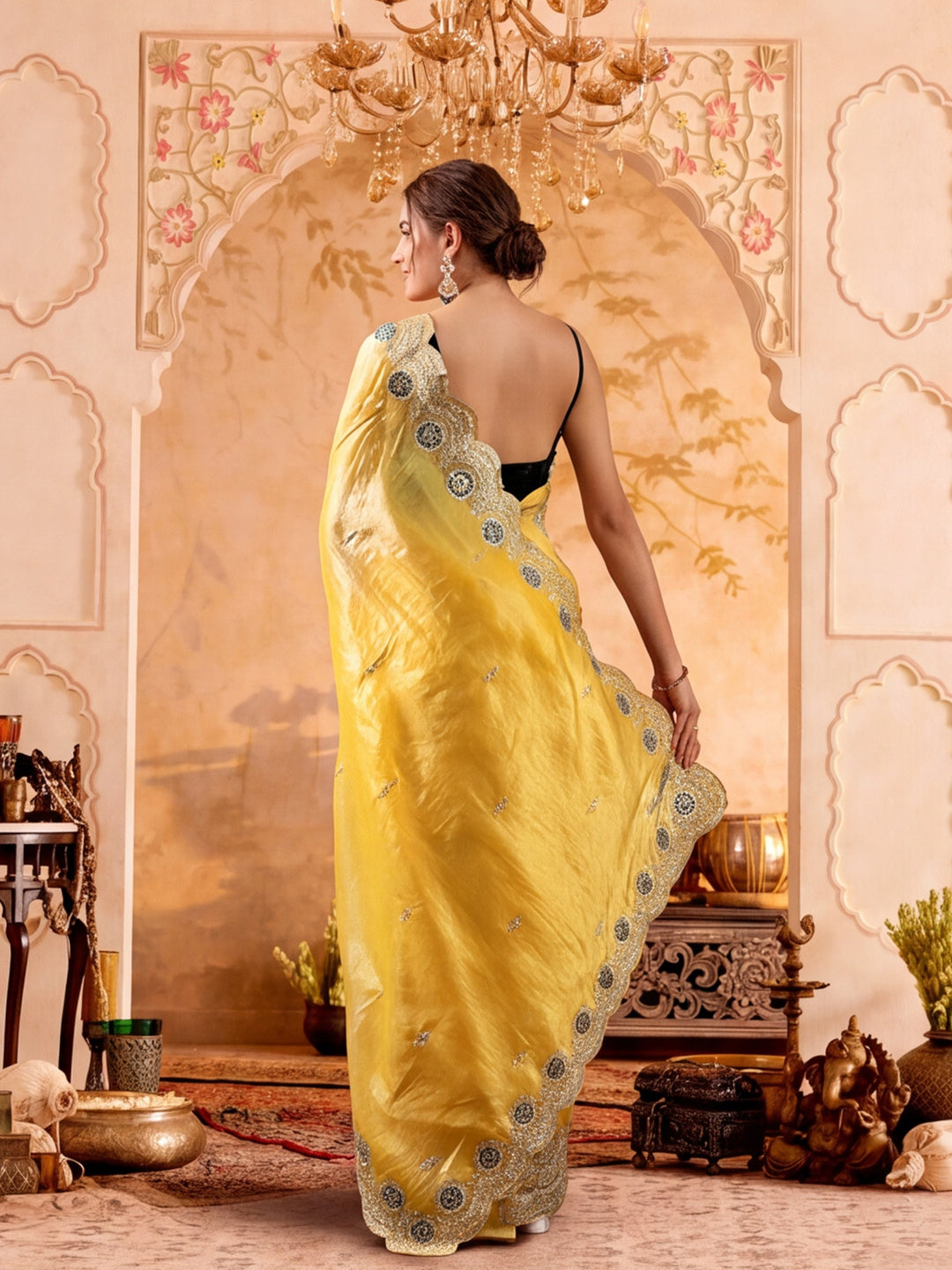 Embroidered Work Art Silk Saree With Unstitched Blouse Piece