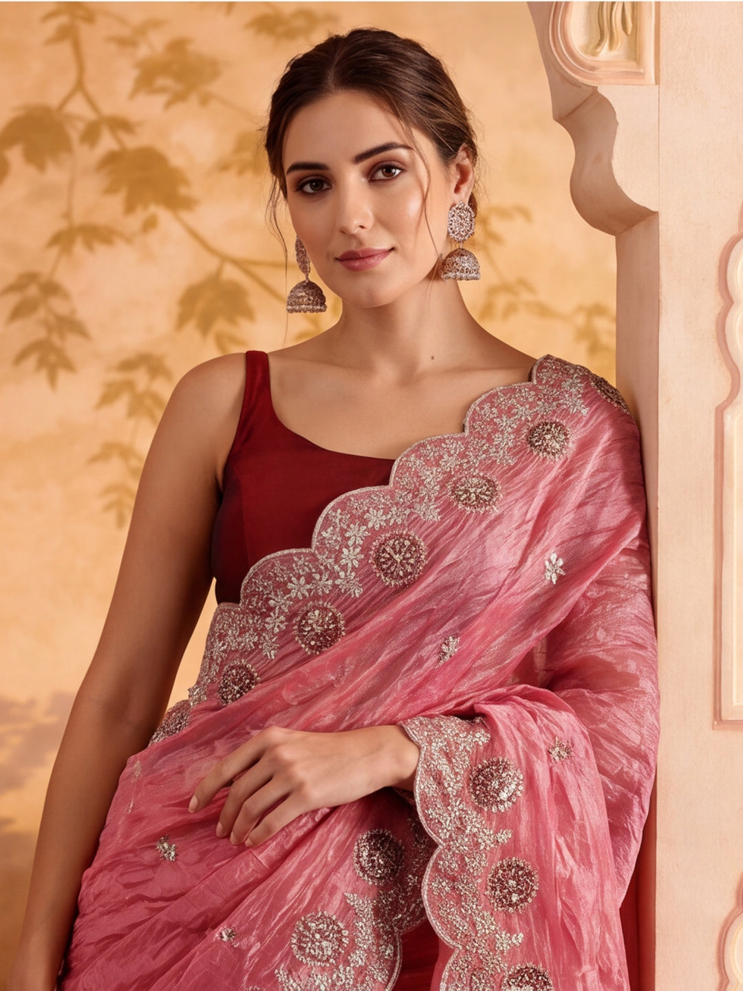 Embroidered Work Art Silk Saree With Unstitched Blouse Piece