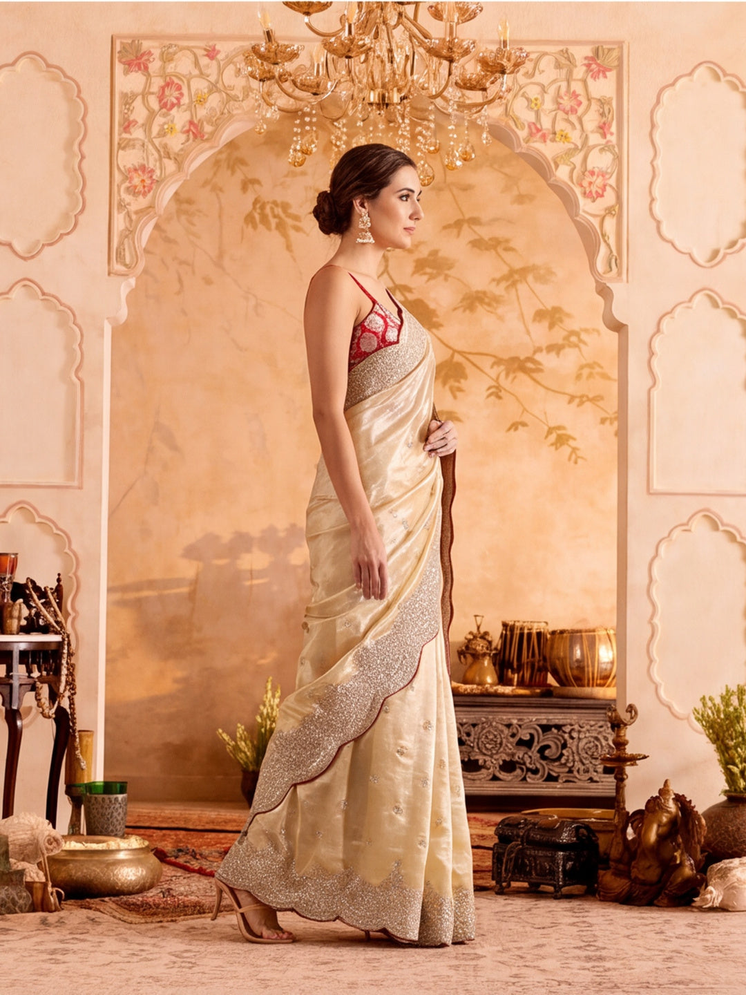 Designer Embroidery work Organza Saree With Unstitched Blouse Piece