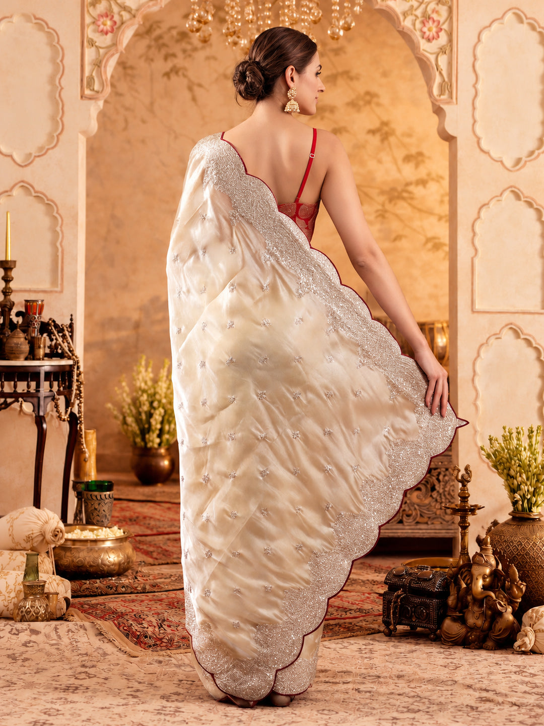 Designer Embroidery work Organza Saree With Unstitched Blouse Piece
