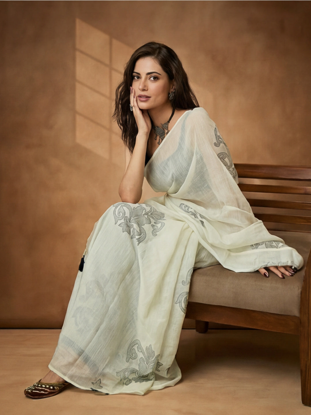 Floral Pure Cotton Saree with Unstiched Blouse