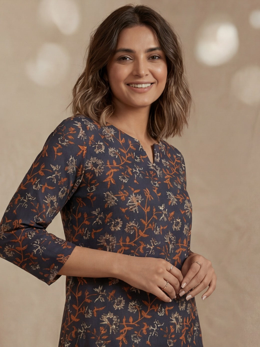 Printed Cotton Round Neck Kurti