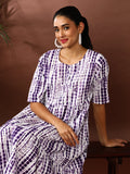 Textured Dyed A-Line Tiered Ethnic Dress