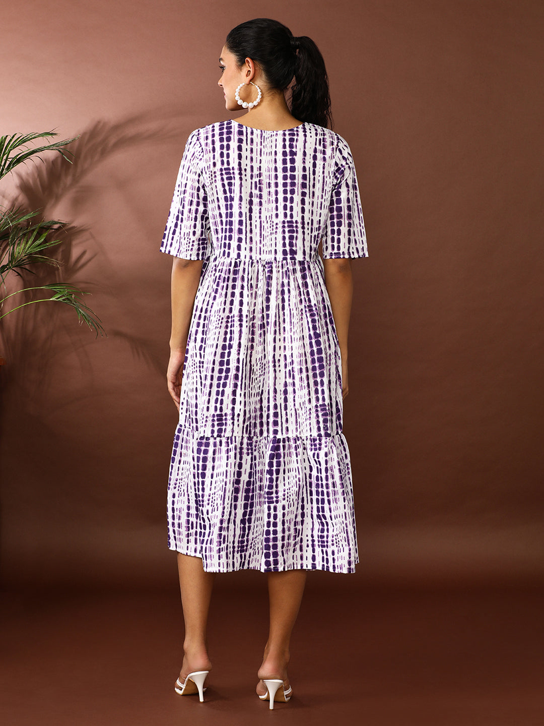 Textured Dyed A-Line Tiered Ethnic Dress