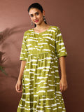 Floral Printed A-Line Cotton Blend Ethnic Dress