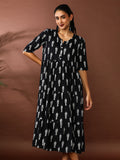Floral Printed A-Line Tiered Ethnic Dress
