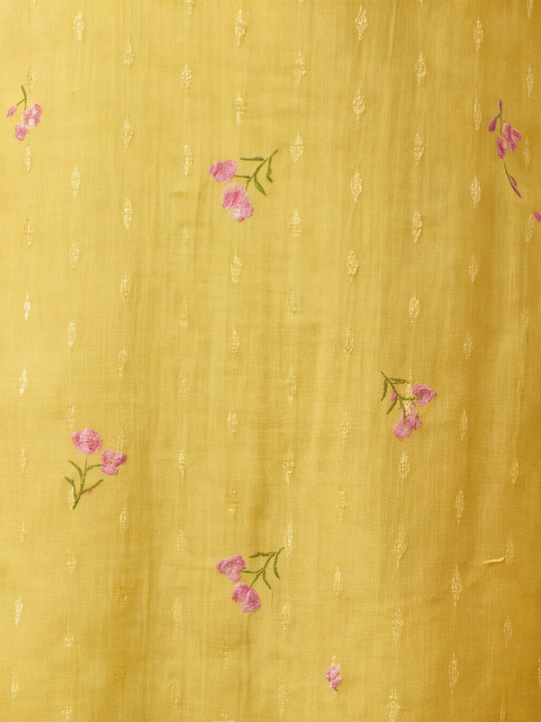 Women's Lemon Yellow Floral Printed Kurta Set with Dupatta | Embroidered Neck Ethnic Suit