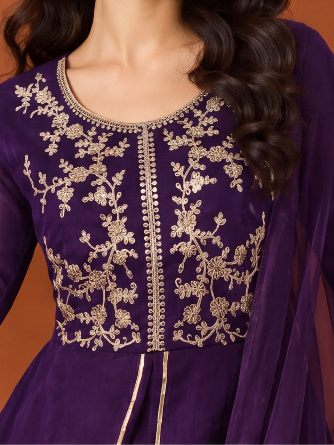 Women's Purple Embroidered Kurta Palazzo Set with Dupatta | Festive Ethnic Co-ord Suit