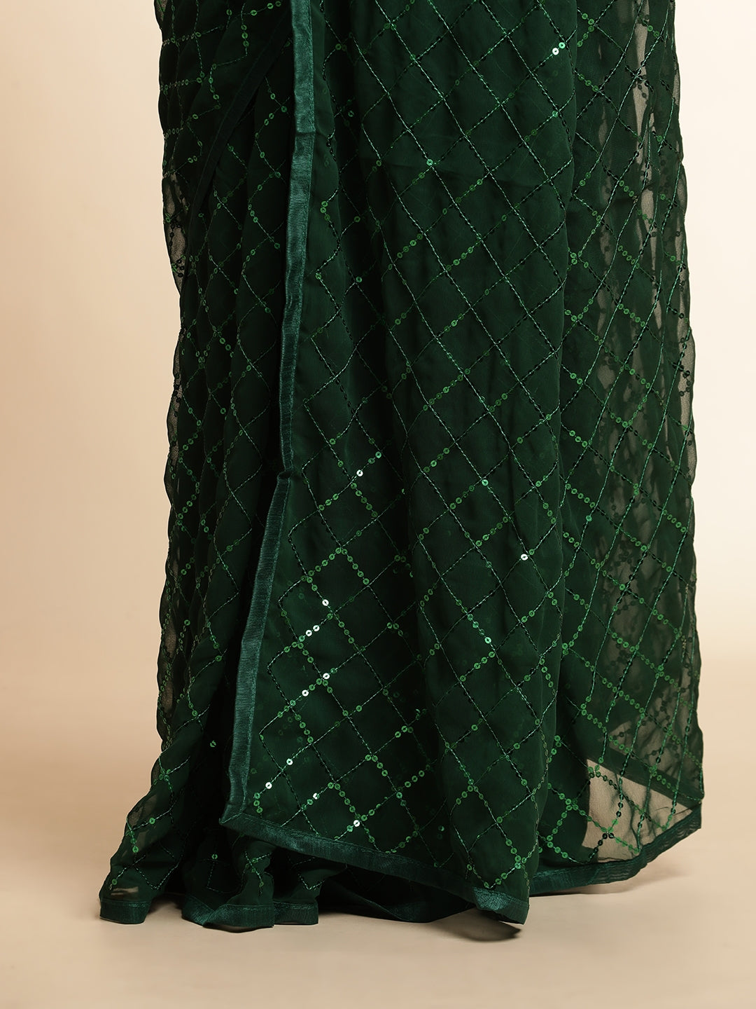 Green Pure Georgette Party Wear Sequin Work Saree