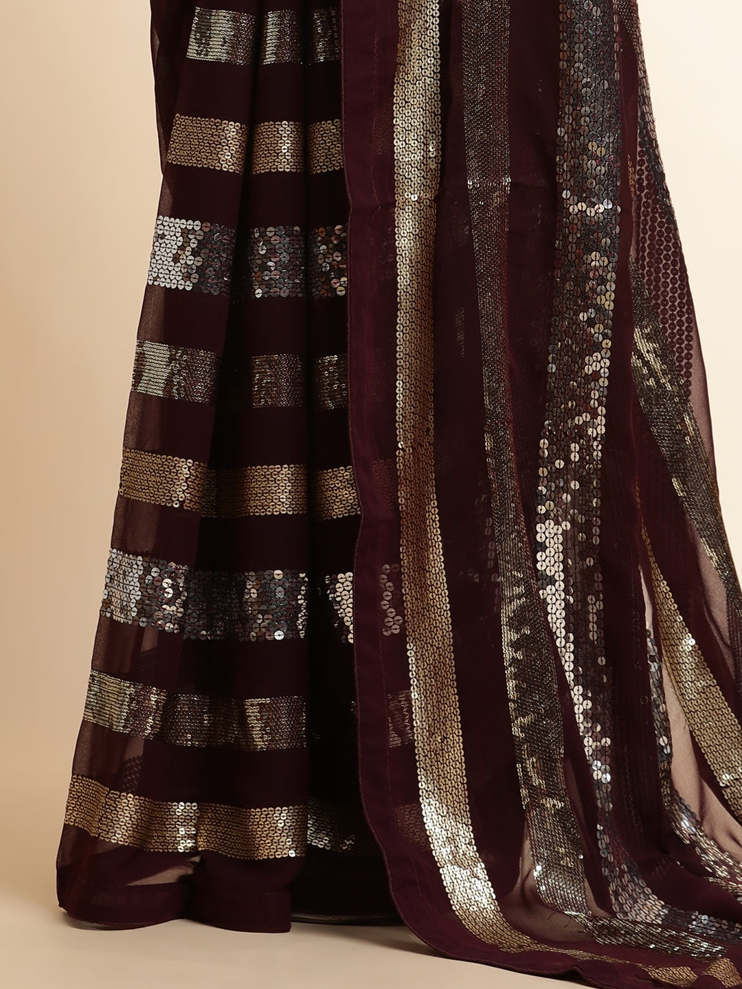 Pure Georgette Sequin Work Heavy Saree