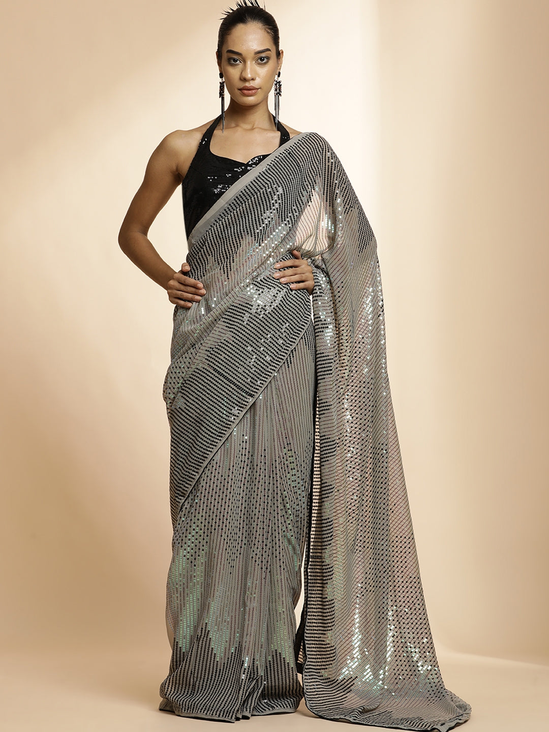 Pure Georgette Embellished Embroidered Work Heavy Saree