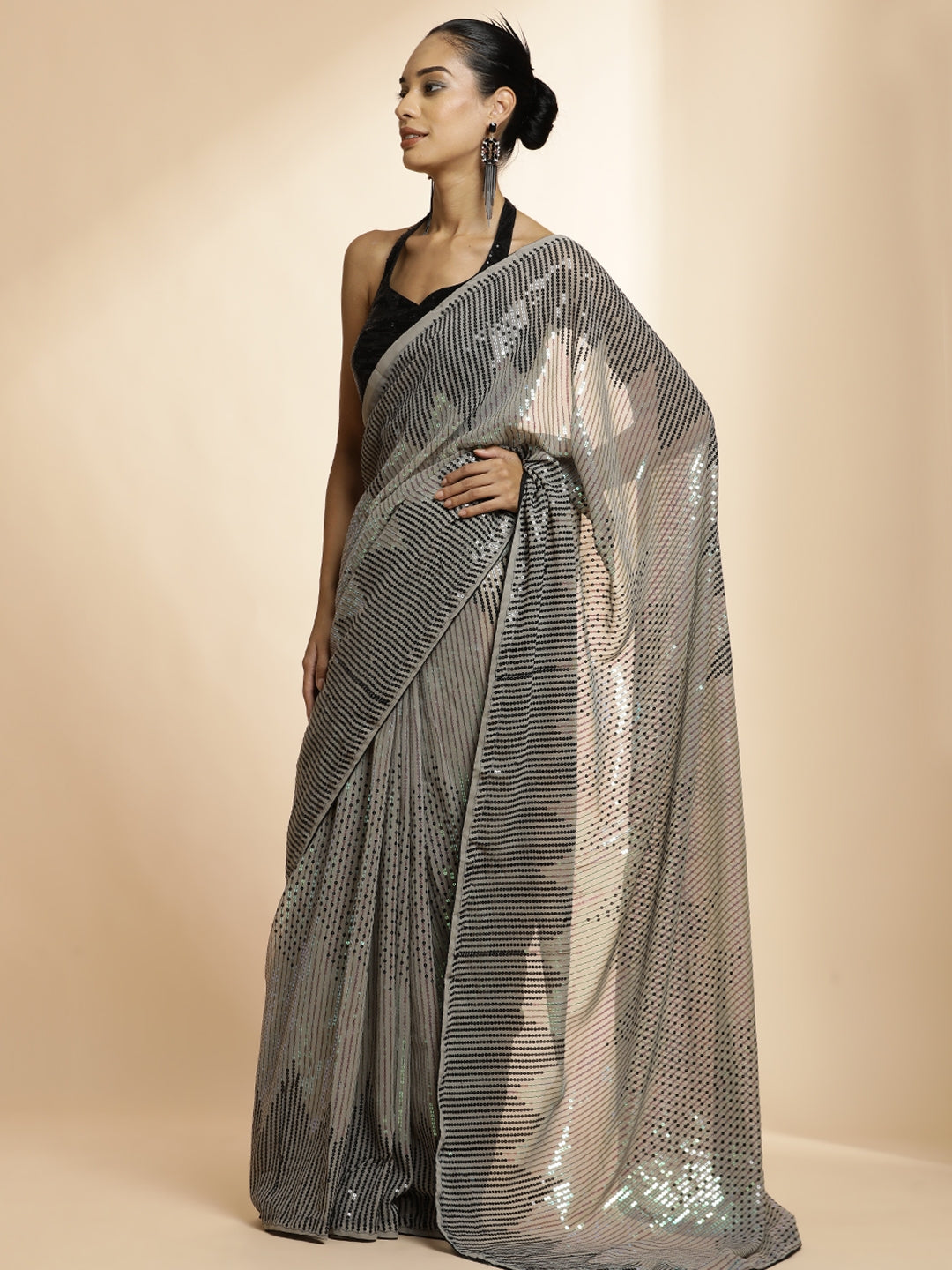 Pure Georgette Embellished Embroidered Work Heavy Saree