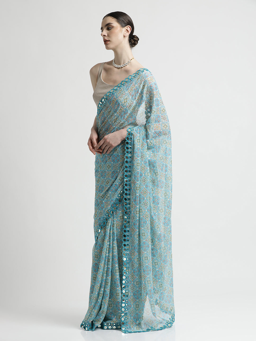 Pure Georgette Patola Mirror Tie-Dye Saree