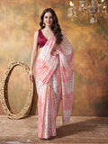 Trending Printed Chinon Ready To Wear Saree With Unstitched Blouse