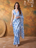 Trending Printed Chinon Ready To Wear Saree With Unstitched Blouse